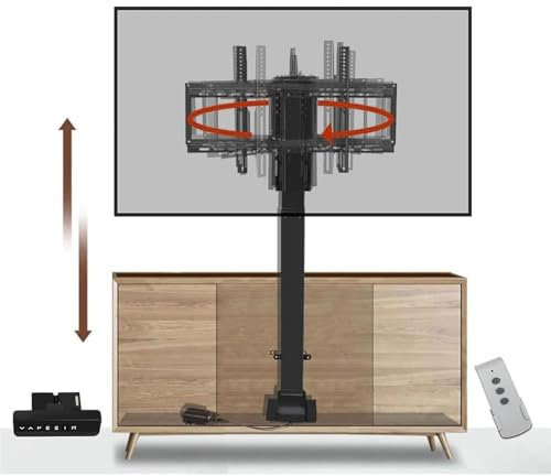 Support TV Au Sol - Support TV Motorisé Ascenseur - Rotation À 360° À Gauche Et À Droite, Dissimulé Dans Le Meuble, Compatible Avec Les Écrans LED De 26 À 70 Pouces, Capacité De Charge De 60kg