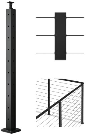 VEVOR Ringhiera per Recinzione da Balcone 914x100x100 mm da Giardino Balcone Fori a Forma L, Picchetti Preforati, Kit di Palo per Balaustrata da Terrazza, 1JZLGZXHS914ZPBNY001V0