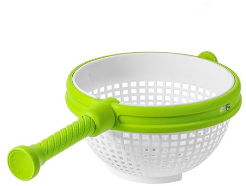 IRCKONCI Essoreuse À Salade, Égouttoir À Laitue avec Panier De Vidange, Pliable Et Rétractable, Design Antidérapant, Égouttage Rotatif Rapide Et Facile, Vert, for Salades, Fruits, Légumes, Laitue