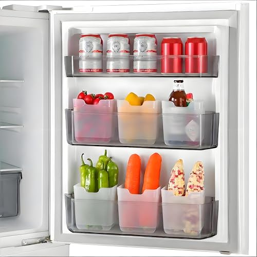 6-pack kylskåp organisatör förvaringslåda set, kylskåp organiserare låda organisationssystem stapelbar, kylskåpsarrangör kylskåpslåda, kök, pantry förvaringsbehållare (liten)