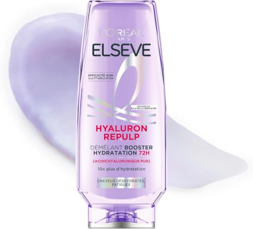 L'Oréal Paris Elseve Hyaluron Repulp Démêlant Cheveux Déshydratés 250ml | Hydratation 72h, Acide hyaluronique pur, Brillance et souplesse, Flacon 100% plastique recyclé