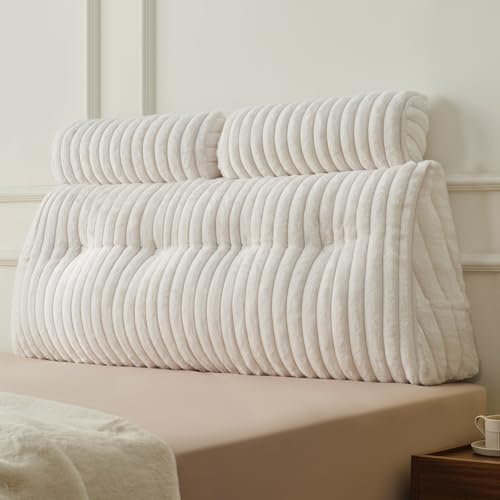 Z-hom Bücherkissen, Keilkissen, Lesekissen Für Bett Und Sofa, Cozy Rückenkissen, Praktisches Seitenfach, Removable Cover, Mit Rundem Kopfkissen (Langflorversion, 120 * 50 * 20cm)