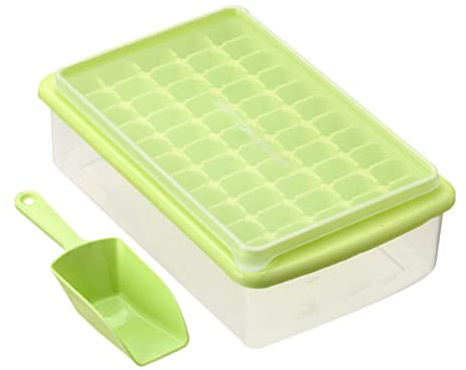 Healifty Boîte à Glaçons Empilable avec Couvercle Bac à Glace Plastique Compartiments Moule à Glaçons Pratique pour Maison et avec Pelle à Glace Vert