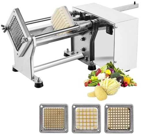 Coupe-frites Électrique Professionnel, Avec Lames Remplaçables De 3 Tailles, Pour Pommes De Terre, Carottes Et Concombres.