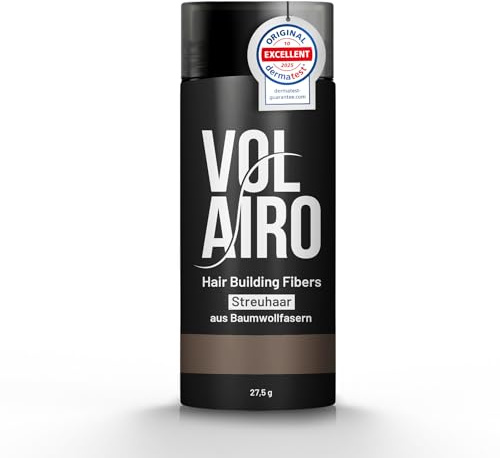 Volairo fibras capilares – castaño medio – 27,5 g – efecto volumen inmediato y natural en zonas despobladas – fijación segura, fácil aplicación y lavado – para hombres y mujeres