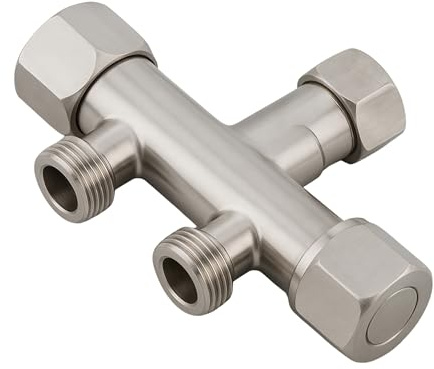 Balneo Eckventil-Verteiler mit Keramikkopf, Edelstahl AISI 304, 1/2 x 1/2 | Edelstahl AISI 304, Verteiler-Eckventil, 2 Abgänge, Keramik-Oberteil, 1/2 x 1/2 x 1/2, 10 bar, 100 °C, Aufputz-Montage
