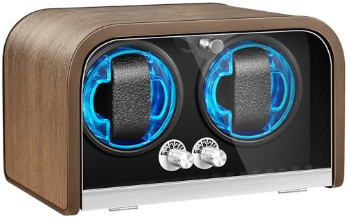 Uhrenbeweger für Automatikuhren, Uhrenbeweger mit 1/2/4 Fächern für Rolex, Uhrenbox mit superleisem Motor, 4 Rotationsmodi und LED-Beleuchtung, Geschenk für Männer