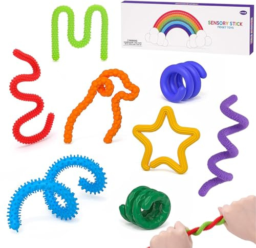 Fidget Toys - 8 pezzi di silicone sensoriale, per alleviare lo stress e l'autismo