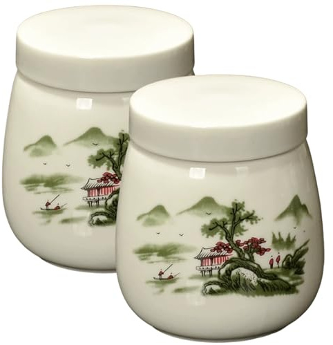 2Pcs Egg Coddler, 220ml Vintage Ceramic Coddled Egg Cups with Lids for Quick and Easy Breakfast or Elegant Display.