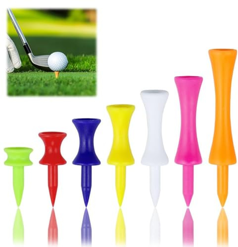 JYNXOR 49 Pezzi Tee da Golf Professional, Golf Tees, tè da Golf in plastica, Controllo Professionale dell'altezza, Lungo Corto Colore Misto Allenamento di Golfisti, 25mm/31mm/37mm/43mm/51mm/57mm/70mm