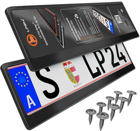 2 Nummerntafelhalterung Österreich - für AT 52x12cm - Nummerntafelhalter Kennzeichenhalter Nummernschildhalterung Tafelhalterung auch für Wechselkennzeichen geeignet Kennzeichenhalterung Auto schwarz