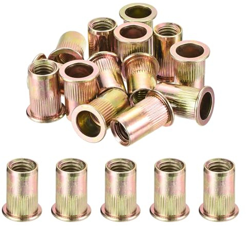 QUARKZMAN 50Pcs Rondelles À Rivet À Tête Plate, 1/2-13 Insert Fileté En Acier Au Carbone Corps Moleté Finition Zinguée