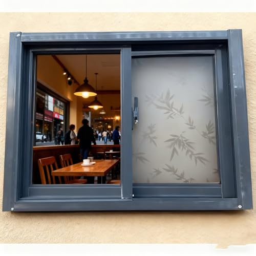 Finestra scorrevole orizzontale in alluminio for seminterrati — Telaio in alluminio e vetro satinato, adatta for capanni, bagni, seminterrati e lucernari(40x40 cm)