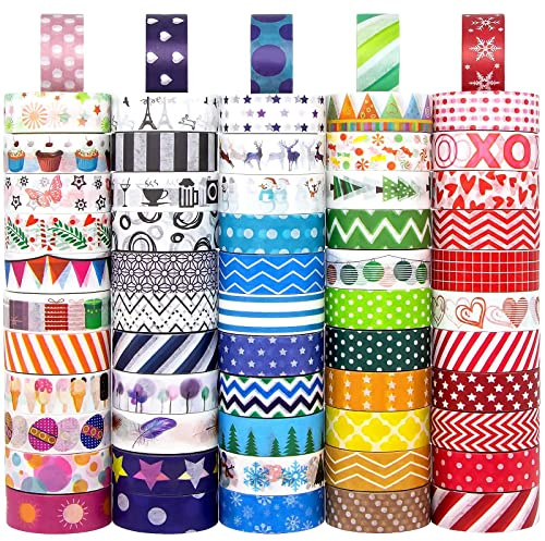 Ieebee Washi Tape 60 Rollen Set - Premium Masking Tape für Bullet Journal, Scrapbooking & Bastelbedarf - Dekoband bunt für Kinder & Erwachsene, DIY Handwerk & Geschenkverpackung
