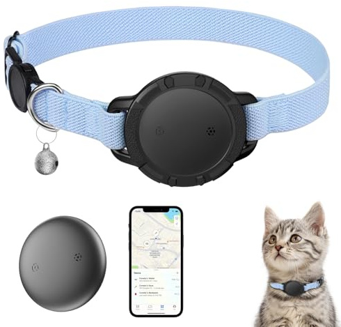 NozlaID Katzen Tracker (iOS & Android) - SmartTag Tracker Halsband Ohne ABO für Katze - Kompatibel mit Apple Find My & Google Find Hud - Dehnbares GPS Katzenhalsband mit Glocke (1 Pack)