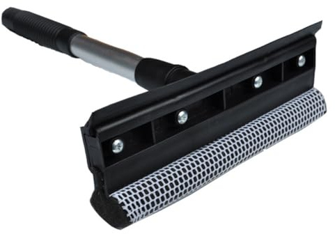 UKCOCO Sturdy Window Cleaner Wiper with Dual-sided Silicone and Sponge Heads for Double-sided Cleaning and Removing Water Marks, Detachable T-shaped Design for Home and Car Glass Use