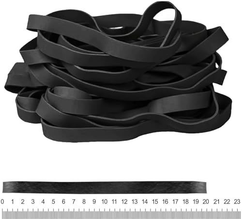 30 Pcs Black Rubber Bands Set Rubber Bands Large 20 x 1 cm Elastic Bands Large Thick Wide Strips for Industrial Rubbish Bin Home Office School Cat Litter Box