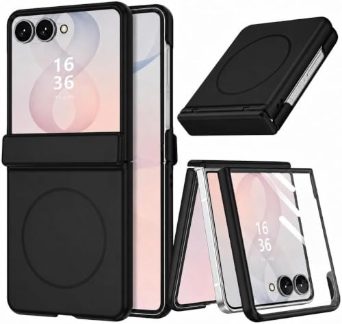 YINLAI Coque Magnétique pour Samsung Galaxy Z Flip 8 6.9, Noir | avec protecteur d'écran intégré |Compatible avec MagSafe,Etui Translucide Mat Arrière |Protection Antichoc Anti-Rayures Case
