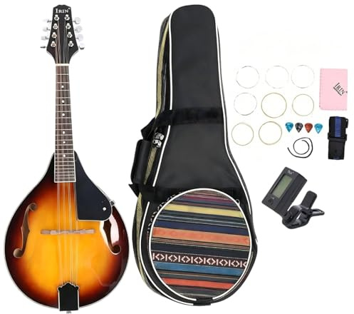 PETSOLA Mandolina Sunset Mandolina de Instrumento Acústico de Cuerda Pulsada con Sonido y Respuesta Rápida en Madera Acabado Degradado Apta para Ensayo y Escenario
