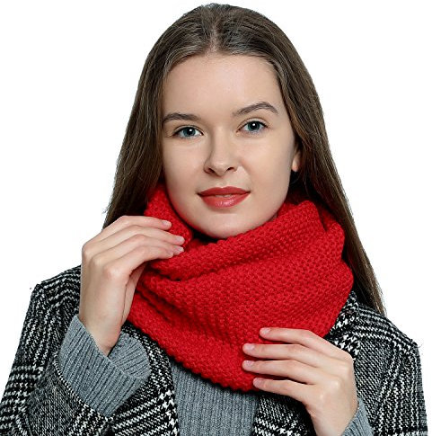 DonDon Loop Schal Damen Winter Schlauchschal Winterschal Rundschal weich und warm rot