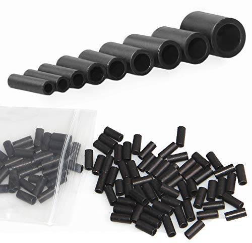 SHADDOCK Fishing Wire Single Barrel Crimp Sleeves Tube Matte Black Fishing Crimps for Rigs Fishing Line Leader Rigging Wire Connectors (1.4mm inside diameter-100pcs)