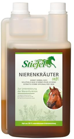 Stiefel Nierenkräutersaft für Pferde, aus Einer 100% naturbelassenen Kräutermischung, kann die Nierenfunktion & den Stoffwechsel unterstützen, flüssig mit Dosierflasche, 1l