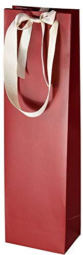 10x Wein Geschenktüten Rot & Creme mit Satinschleife - für 1 Flasche - hochwertige Verarbeitung