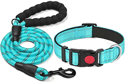 haapaw Reflekterande hundhalsband vadderat med mjuk neopren andningsbar justerbar hundhalsband i nylon för små medelstora hundar