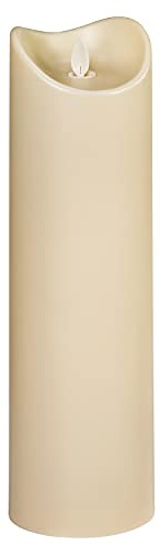 Dehner Outdoor-Kerze mit LED-Beleuchtung, Ø 9 cm, Höhe 30 cm, Kunststoff, creme