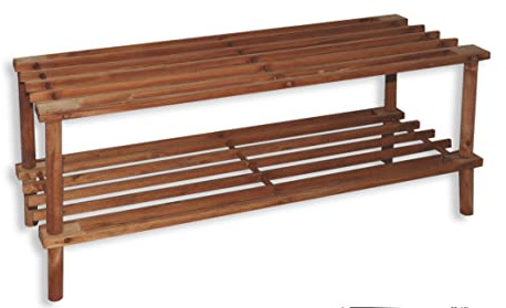 HERSIG - Banco Zapatero Madera | Zapatero Entrada Recibidor 2 Alturas - 74 x 26 x 29,5 cm - Color Caoba