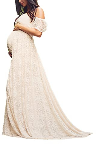 MANYMANY Umstandsfoto-Shooting-Kleid Tüll Chiffon Off-Shoulder-Kleid Schwangere Elegante Fotografie bodenlange Kleider