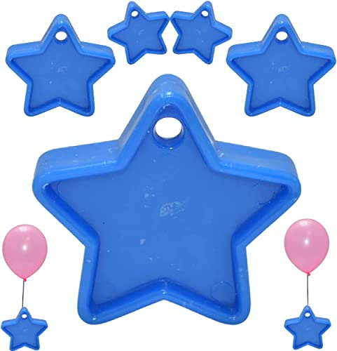 Gudfader stjärnformad ballong vikt plastballonger vikter återanvändbara helium färgglada ballongvikter för fester födelsedag firande dekoration (blå, 12 stycken)