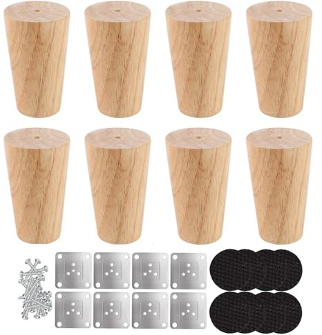 WOPPLXY 8 Pièces Pied de Meuble, 8cm Pied Meuble Bois, Pied de Meuble Bois pour Canapé, Armoire, Tables, Chaises