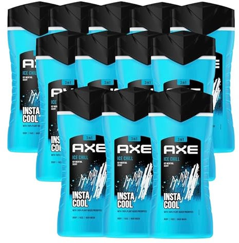 Axe 3-in-1 Duschgel & Shampoo Ice Chill für langanhaltende Frische und Duft nach der Dusche dermatologisch getestet 250 ml 12 Stück