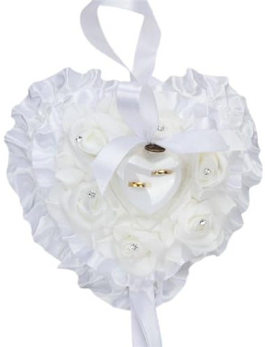 Generisch Ringkissen aus Schaumstoff in Herzform, Blumenmuster, Hochzeitsringkissen