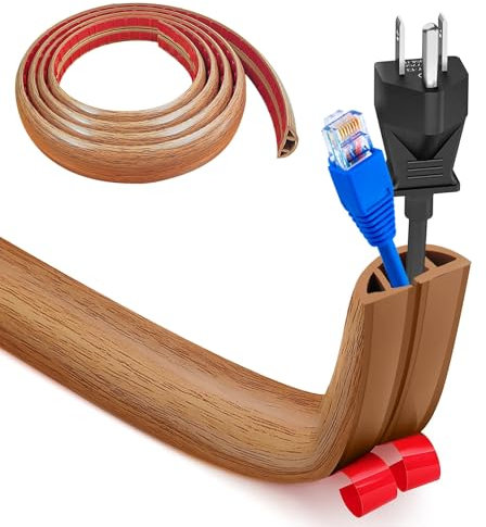 Pasacables Suelo, Canaleta Cables Suelo, 3.0m x 3cm Protector de Cables para Suelo, Cubiertas de Suelo para Cables Autoadhesiva Montaje para Todos los Hogar, Oficina,Escuela,Almacén (Madera Amarilla)