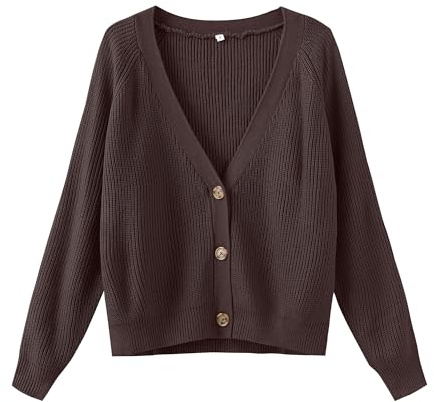 TASAMO Women's Chunky Knit Open Front Sweater Long Sleeve Lightweight Cardigans Coffee