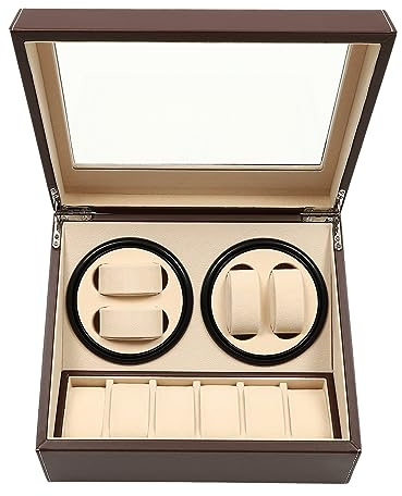Qussse Automatische Uhrenbeweger Box, Automatik Uhrenbeweger 4+6 Uhren Watch Winder Box, Leisem Motor, für alle Automatikuhren Mechanischen