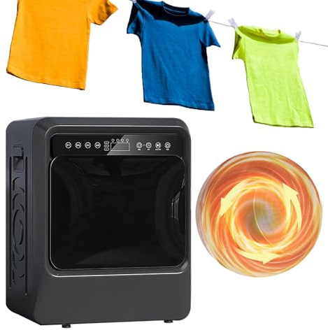 Compact Vented Tumble Dryers Stainless Steel Inner Tube, 4KG Drying Capacity, 3 Temperatures for Variety Drying Mode, LCD Smart Touch Panel, Black 1000W Electric Portable Clothes Dryer
