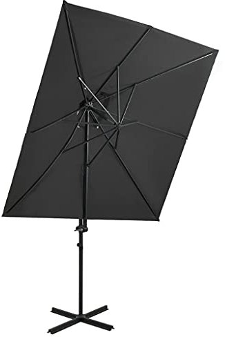 AJJHUUKI Ampelschirm Gartenschirm mit Doppeldeckel anthrazit 250x250cm