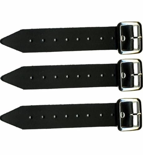 Kilts Boutique Scottish Kilt förlängare rem, läder, 18 cm längd, 3 cm bred, svart, set med 3