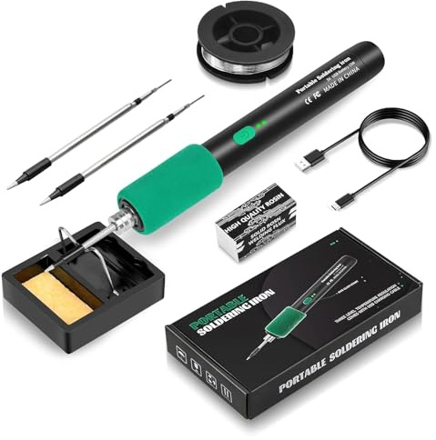 Cordless Soldering Iron Kit - USB Rechargeable Soldering Iron with 3 Soldering Tips, 3 Temperature Adjustable 260℃-450℃, Portable Soldering Irons Kit, Battery Powered Soldering Tools Fast Heating Safe