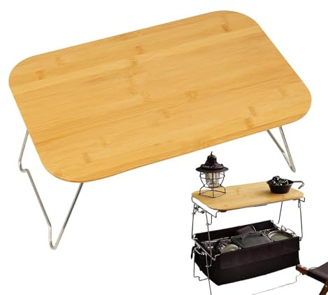 Tavolo da campeggio pieghevole compatto – Tavolo da picnic e cucina in legno leggero portatile mobili da esterno per camper Tailgating barbecue spiaggia – 45 x 30 x 20 cm