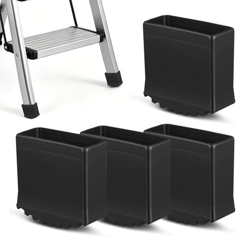 4 patas de escalera 25 x 63 mm, patas de goma antideslizantes para escaleras | Pies de goma para escaleras telescópicas, patas de repuesto universales para escaleras telescópicas