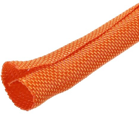 sourcing map Braided Wire Loom, 7ft(2 m) - 5/16(8mm) Wire Split Braided Cable Management Sleeve Automotive Woven Mesh Split Loom Tubing for Multi-Cable Management, Orange