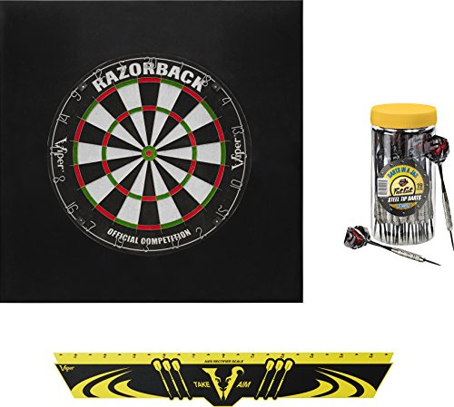 Viper Defender II Rückwand & Spitze aus Sisal/Bristle Dartscheibe Bundle: Elite Set (Razorback Dartscheibe, Defender II Rückwand, Edge Überwurf Line, teilige Steckschlüsselgarnitur Jar Darts)