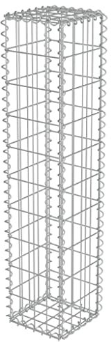 Mur à gabion avec couvercles Acier galvanisé 20x20x100 cm