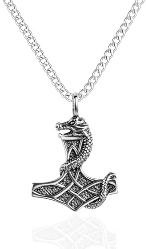 STERLL Herren Kette Echt Silber Thor Wikinger Hammer Mythos Anhänger Amulett Öko-Verpackung Geschenk für Mann