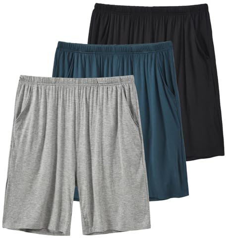 MoFiz Men's Pyjama Shorts Bottoms Ultra Soft Modal Lounge Wear Shorts with Pockets