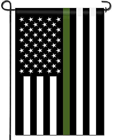 ANLEY Drapeau de jardin de qualité supérieure à double face, Drapeaux de jardin décoratifs USA fine ligne verte - Résistant aux intempéries et double couture - 18 x 12,5 pouces